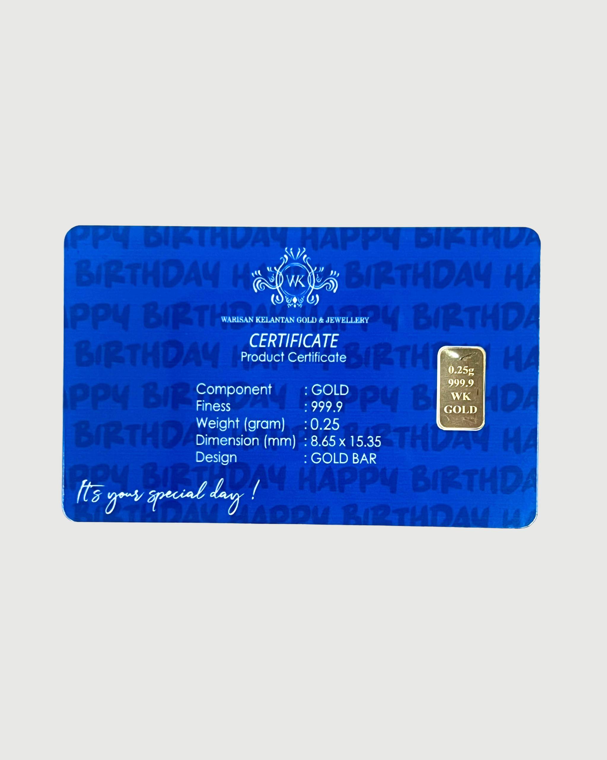 Gold Bar Happy Birthday (0.25G) - Image 2